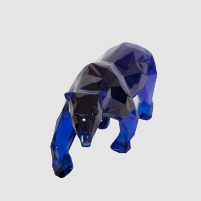 Fashion Translucid Blue Polar Bear Geometry Statue Sculpture Showcase Decoration