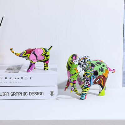 Modern Simple Colorful Animal Mother and Child Elephant Couple