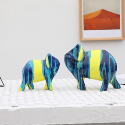 Colorful mother and Child Elephant Couple