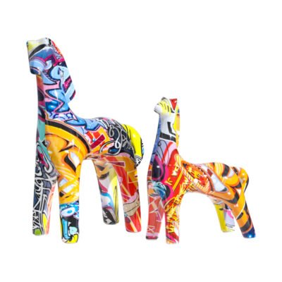 Modern Creative Animal Couple Horse Water Transfer Resin Crafts