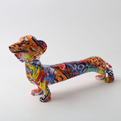 Creative Colorful Resin Crafts Living Room Office Dachshund Ornament