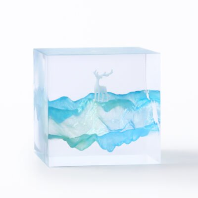 Micro-Sandalwood Creative Cube Epoxy Resin Lamp Ornaments