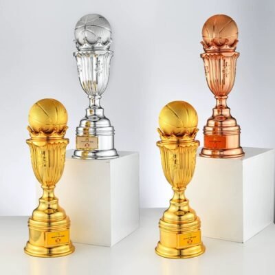 Elegant Crown Basketball Trophies in Multiple Colors for Sports Events