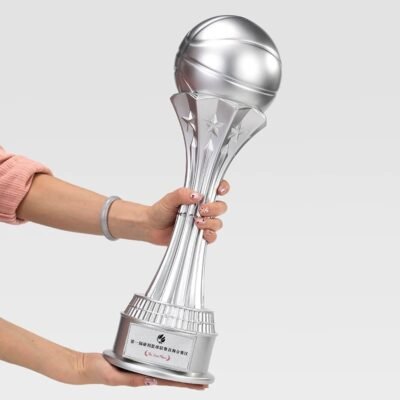 Electroplated Resin Basketball Trophy for Basketball Players Sports Meeting Recognition
