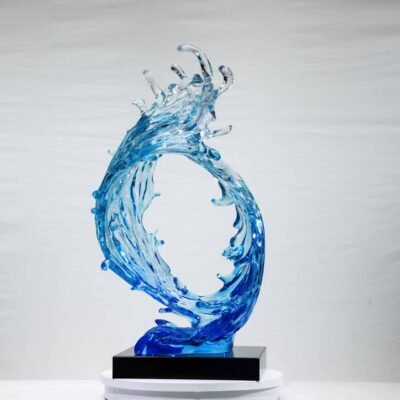 Modern Artistic Tabletop Sculpture for Home & Office Clear Resin Desk Decor