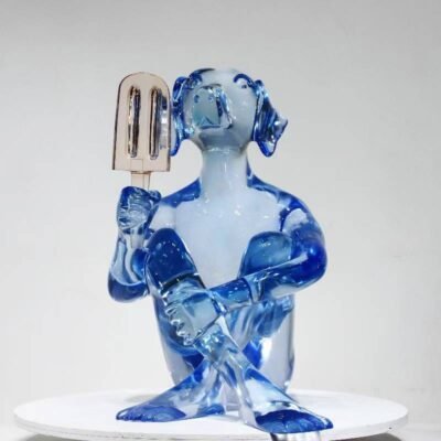 Soothing Blue Resin Sculpture for Bedroom and Entryway Decor