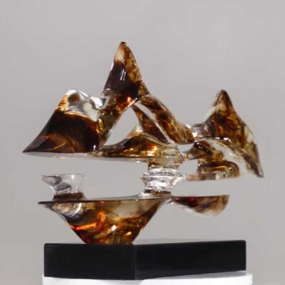 Mountain Range Abstract Sculpture Topographic Resin Art