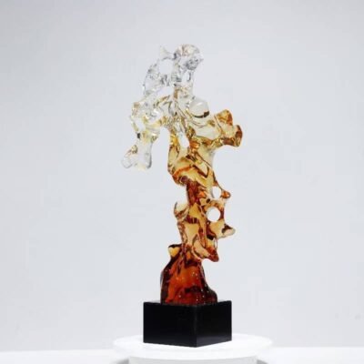 Home Decor Abstract Table Art Ecru & Taupe Resin Sculpture