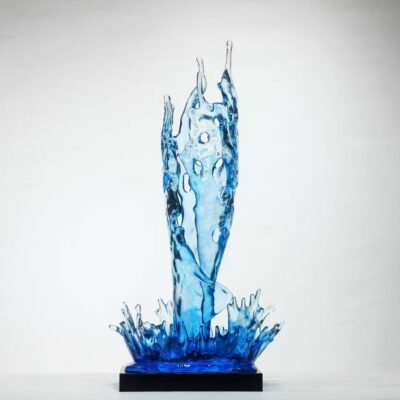 Unique Translucent Desk Accessory for Workspaces Transparent Blue Resin Decor