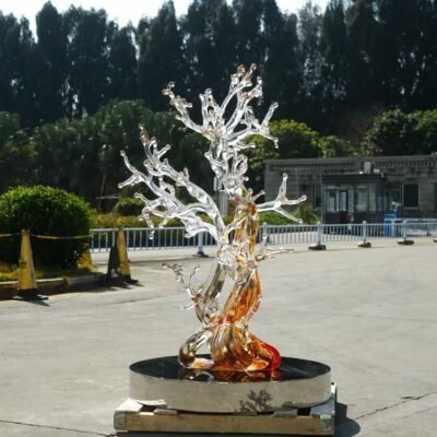 Non-Slip Transparent Custom Garden Path Decor Resin Tree