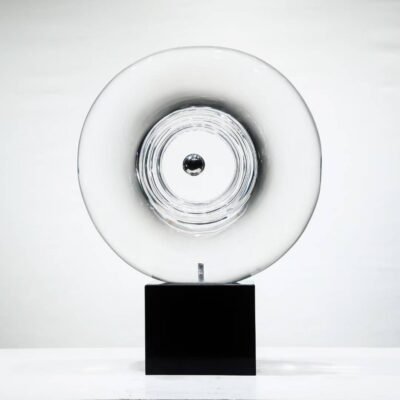 Glass-Like Craft for Office Desk Transparent Resin Round Sculpture