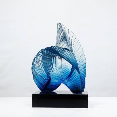 Transparent Custom Blue Tabletop Geode Sculpture Resin Decor