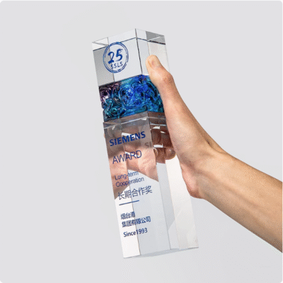 Elegant Ocean Blue Inlays Cube Shape Resin Award Trophies