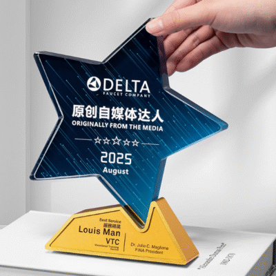 Custom Engraving Crystal Star Trophy With Golden Silver Metal Base