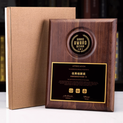 Wholesale Customized Laser Printed LOGO Wooden Authorization Plaque Trophies