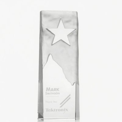Ecellent Design Custom Crystal Rectangle Trophy with Metal Star