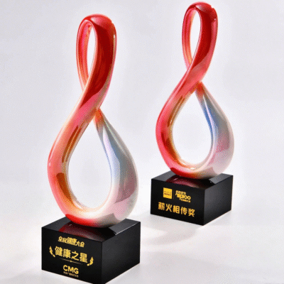 Exquisite Black Base Color Gradient Infinity Shaped Resin Trophy Award